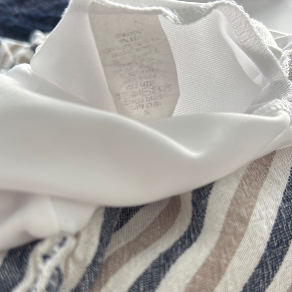 Sage Striped Faux Wrap Mini Dress in Blue and White‎ Sz SM - Picture 8 of 8